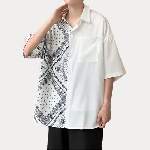 Patchwork Shirt Bandana Floral Graphic Oversized Shirt